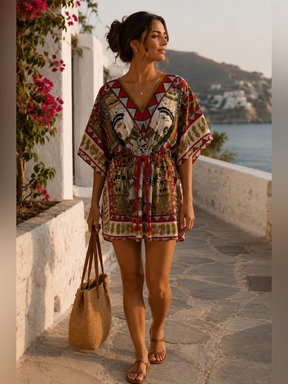 Vintage Greek‎ Goddess Handmade Kaftan Tunic Adjustable  Boho Festival Dress S-L